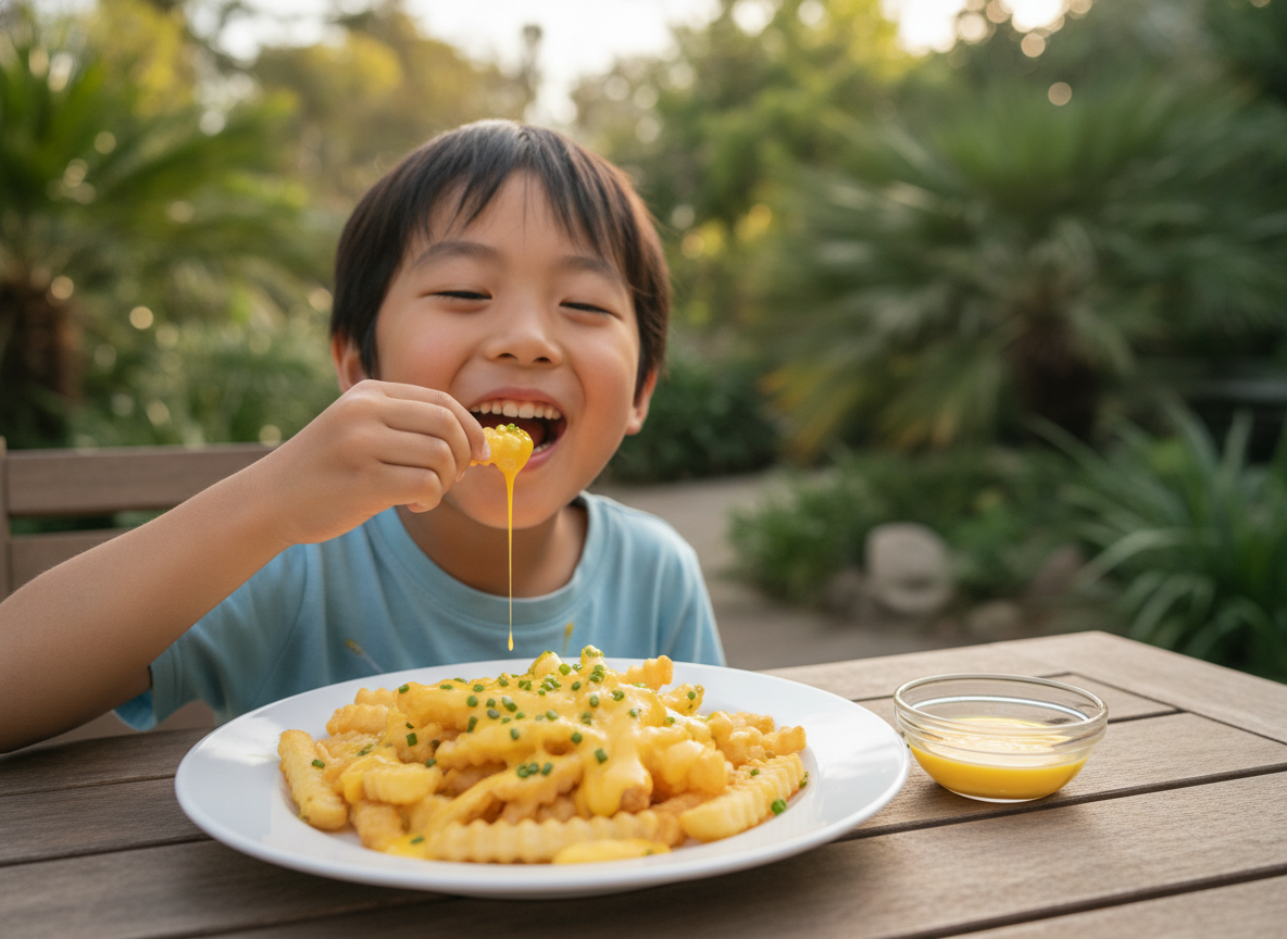 子どもがEGGソースポテトを食べて喜ぶ